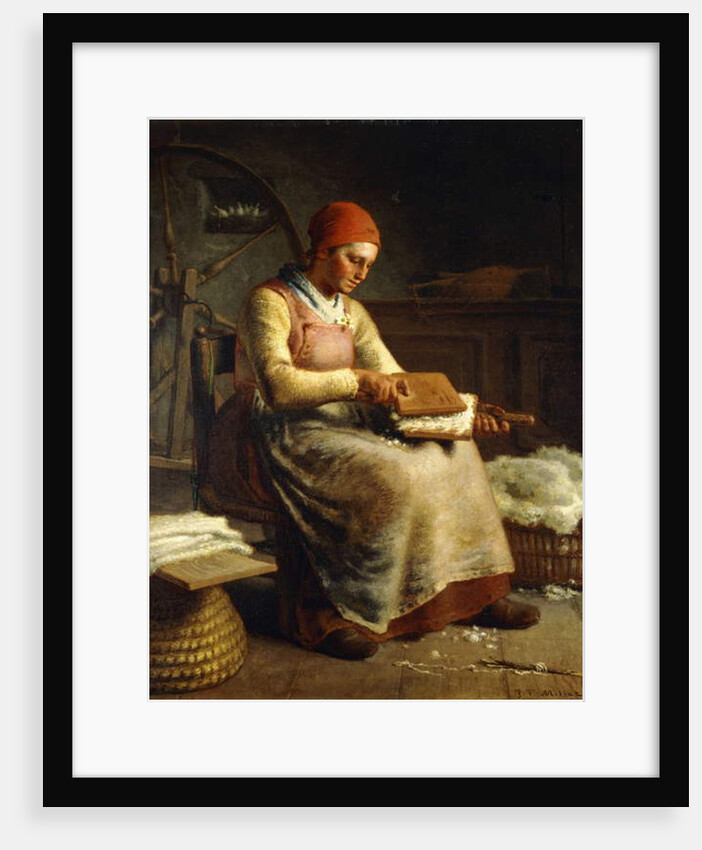 Woman Carding Wool by Jean-Francois Millet