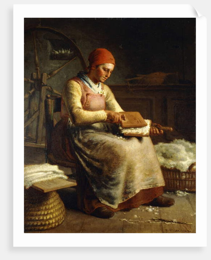 Woman Carding Wool by Jean-Francois Millet