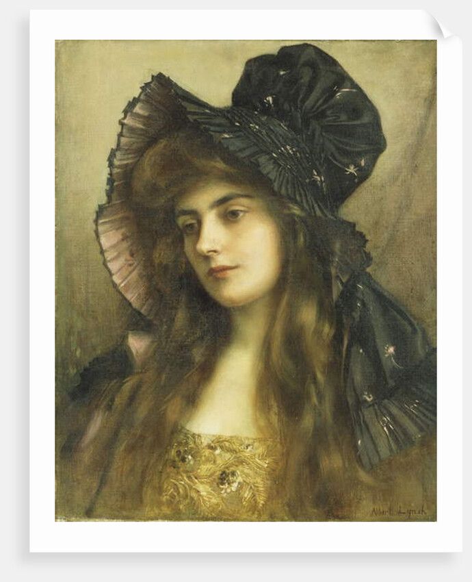 A Young Beauty in a Black Hat by Albert Lynch