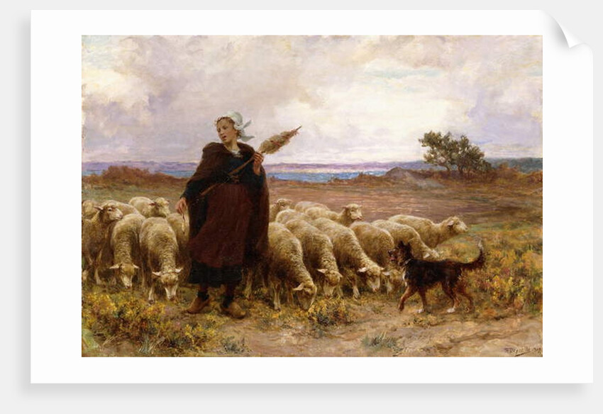 Shepherdess with her Flock, 1907 by Theophile Louis Deyrolle