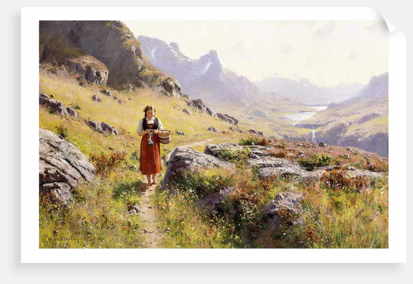 Knitting in a Norwegian Landscape by Hans Dahl