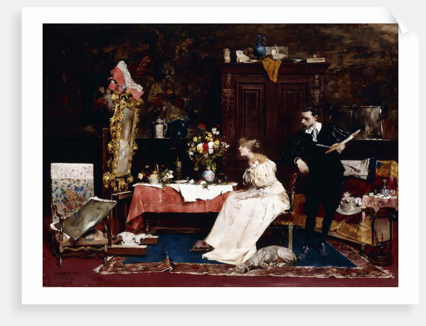 Presenting her Portrait, 1883 by Berci de Karlovszkyn