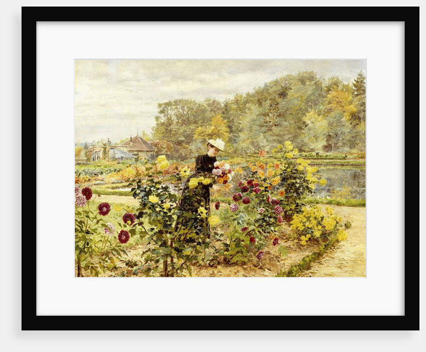 An Elegant Woman in a Rose Garden by Marie Francois Firmin-Girard