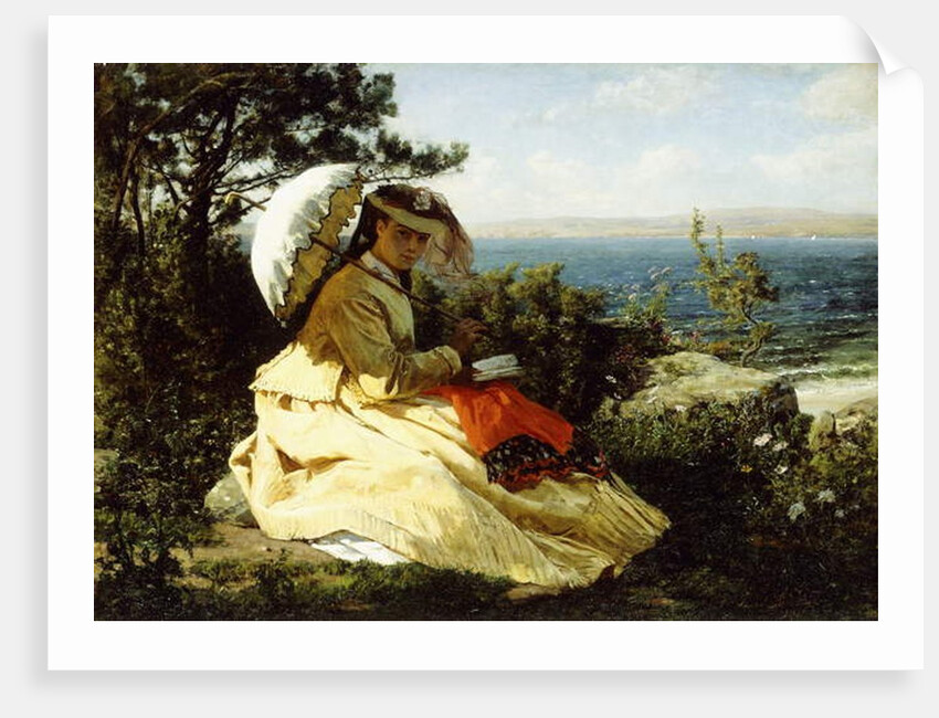 The Woman with the Parasol; Bay of Douarnenez, 1871 by Jules Breton