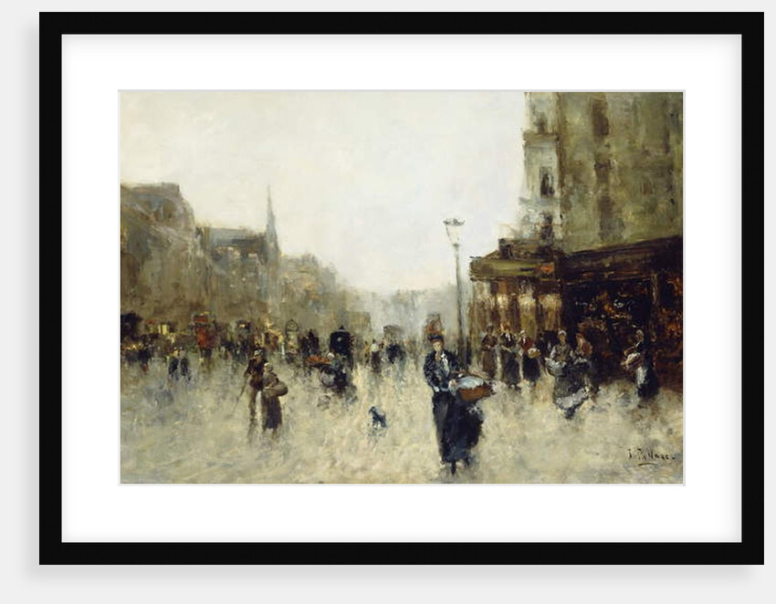 A Parisian Street Scene by Joaquín Pallarés Allustante