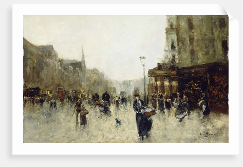 A Parisian Street Scene by Joaquín Pallarés Allustante