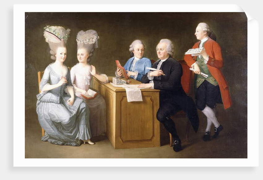 A Group Portrait of Monsieur Le Roy, with his Two Daughters and Two Sons, seated full-length at a Table, 1779 by Dominique Doncre