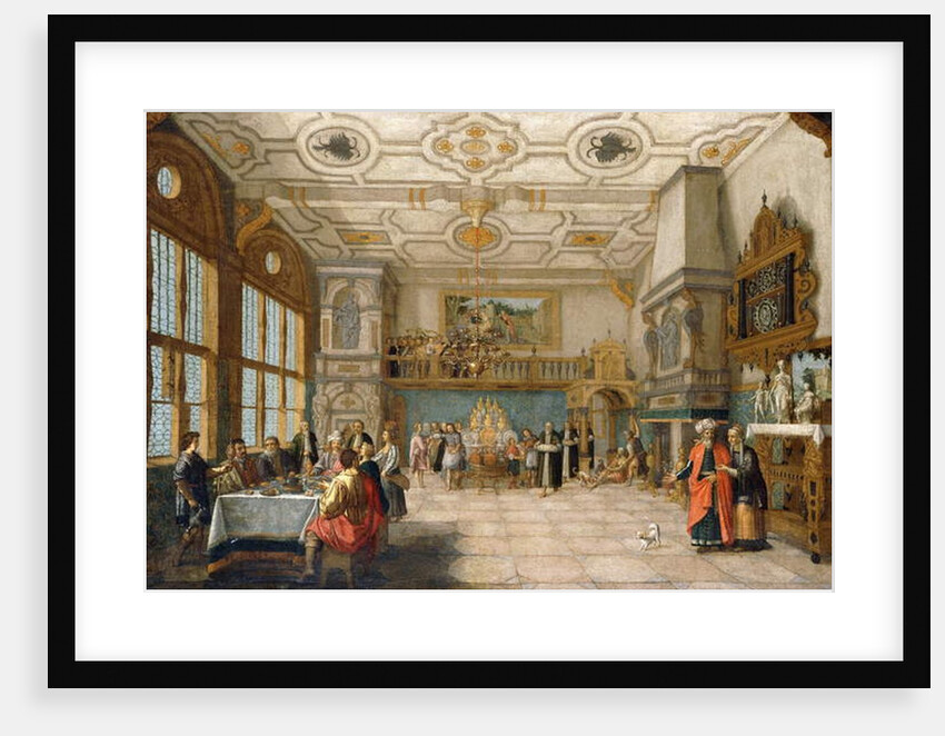 Lazarus at the Door of a Banqueting Hall with Elegant Figures Dining, 1622 by Nicolaes de Gyselaer