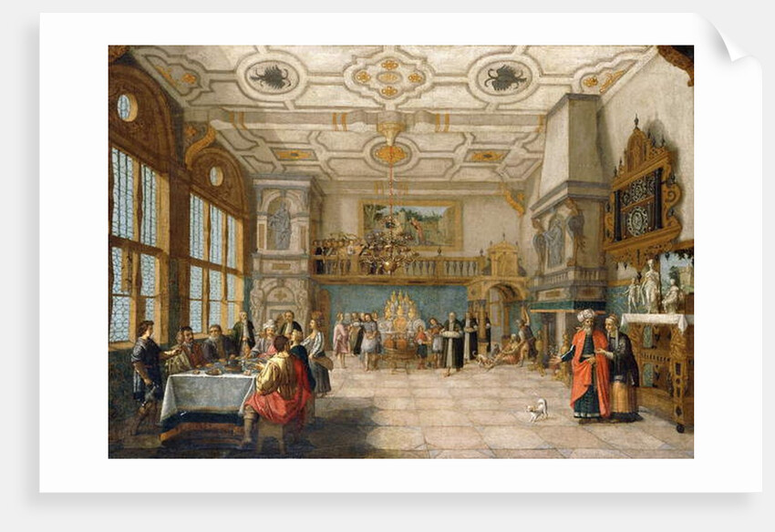 Lazarus at the Door of a Banqueting Hall with Elegant Figures Dining, 1622 by Nicolaes de Gyselaer