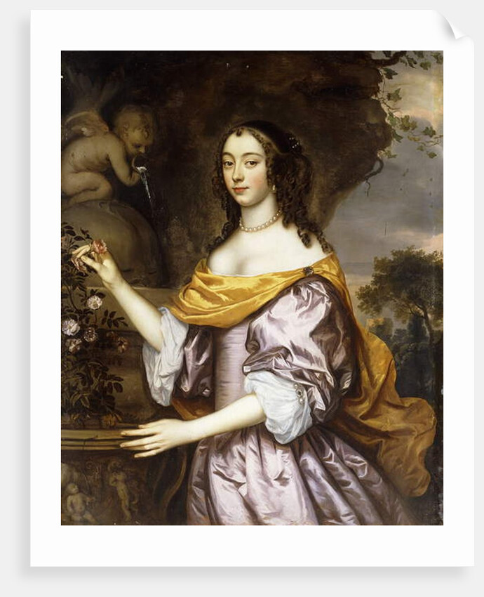 Portrait of a Lady, standing three-quarter length, wearing a Lavender Silk Dress and a Yellow Shawl by Jan Mytens