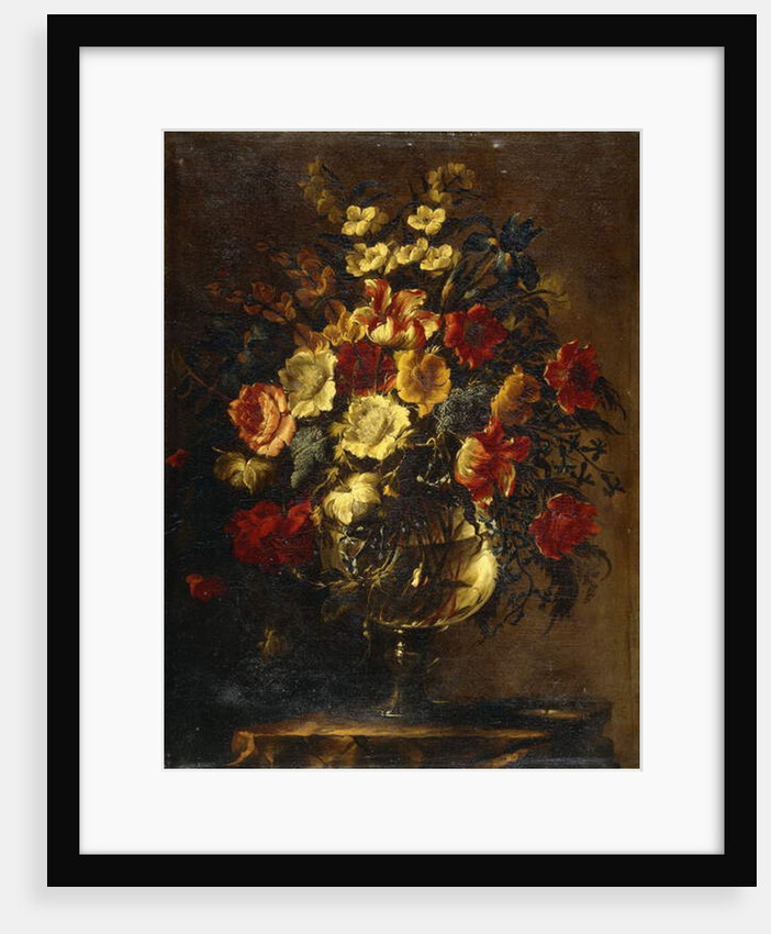 Flowers in a Glass Vase on a Rock by Juan de Arellano