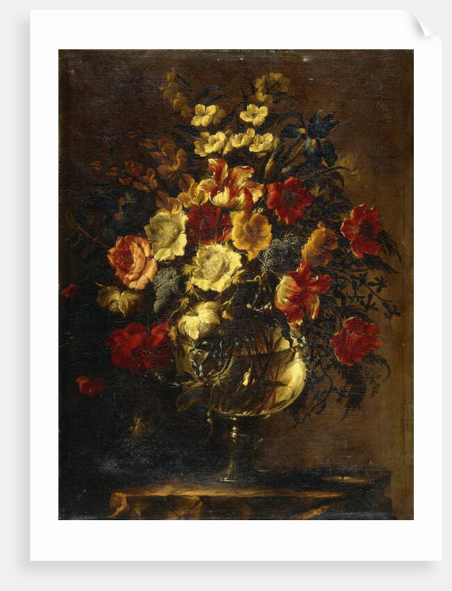 Flowers in a Glass Vase on a Rock by Juan de Arellano