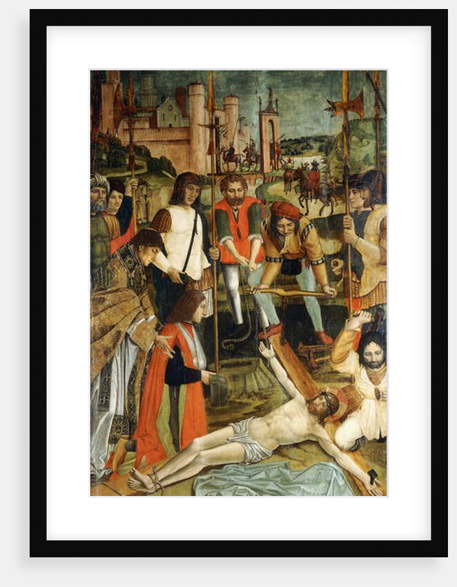 Christ nailed to the Cross with a Donor with his Arm in a Sling presented by a Priest by Master of the Pavia Deposition