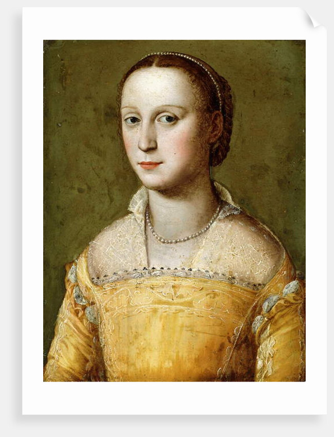 Portrait of Eleanora d'Este, half-length, wearing a Gold Dress by Alessandro Allori