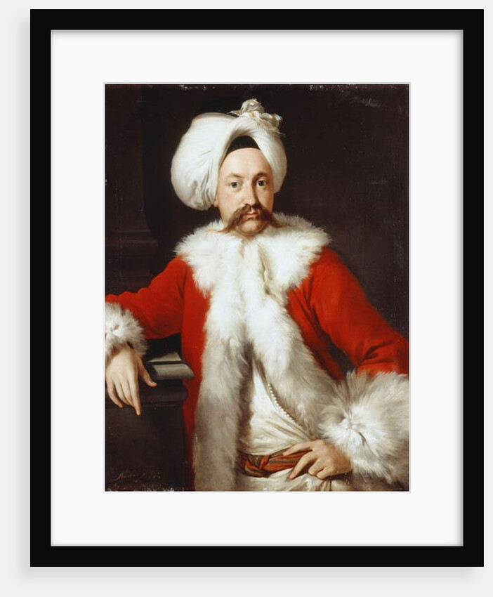 Portrait of a Gentleman standing, half-length, in oriental costume by Andrea Soldi