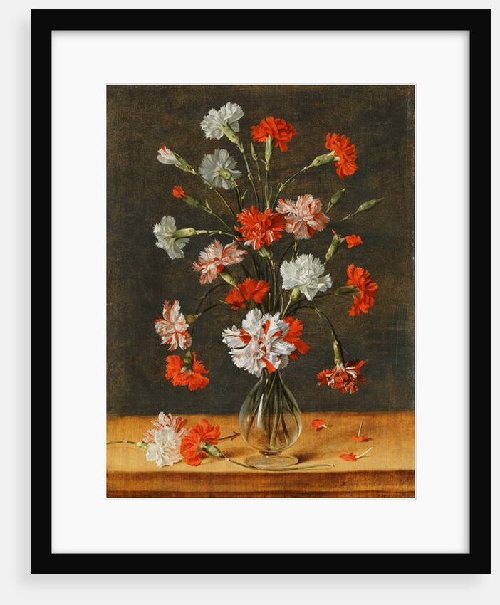 Carnations in a glass Vase on a stone Table, 1639 by Phillipe de Marlier