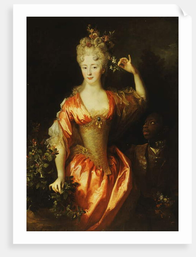 Portrait of Marie-Marguerite-Elizabeth d'Algere, standing, three-quarter length by Nicolas de Largilliere