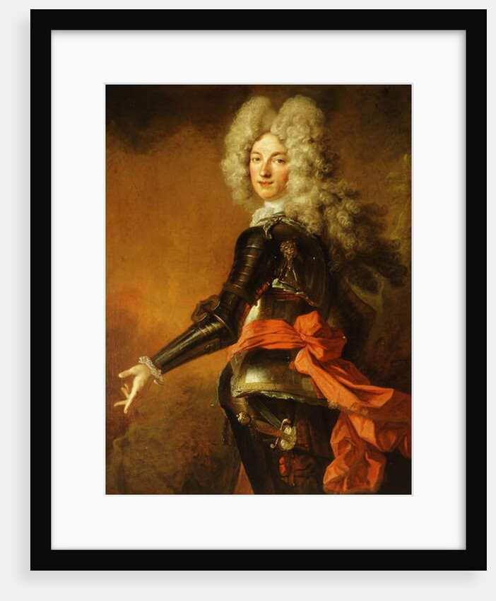 Portrait of Maximilien-Philippe de Recourt de Lens et de Licques, Count de Ruppelmonde, standing three-quarter length, in ceremonial Armour by Nicolas de Largilliere