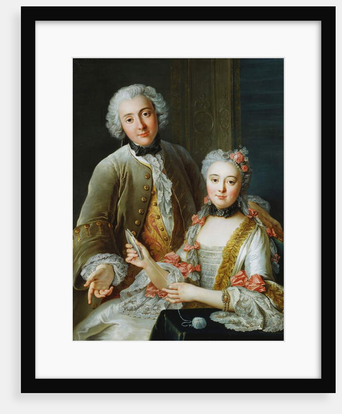 Portrait of Francois de Jullienne standing beside his Wife, seated, c.1743 by Antoine Coypel