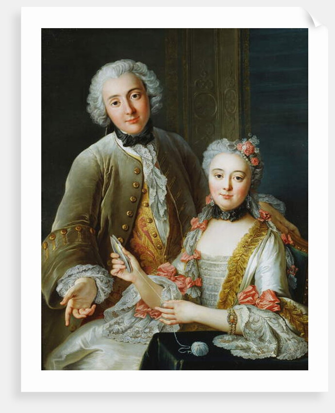 Portrait of Francois de Jullienne standing beside his Wife, seated, c.1743 by Antoine Coypel