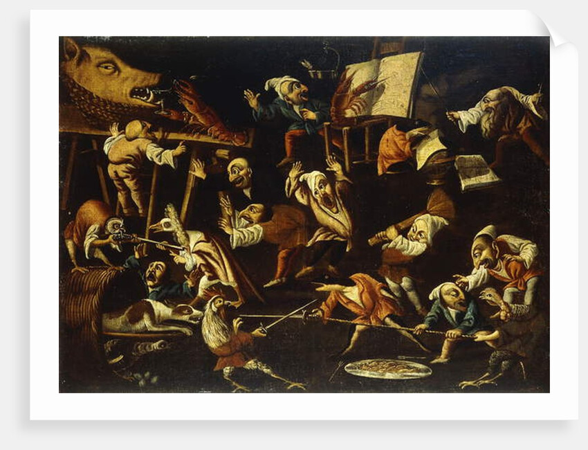 Imaginary Animals and Dwarfs Fighting, Drinking and Carousing by Faustino Bocchi or Boccasi