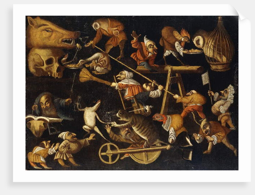 Imaginary Animals and Dwarfs Fighting, Drinking and Carousing by Faustino Bocchi or Boccasi