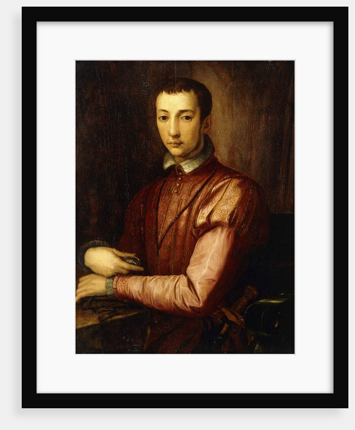 Portrait of Francesco I d'Medici seated half-length, wearing a Doublet with Slashed Sleeves by Alessandro Allori