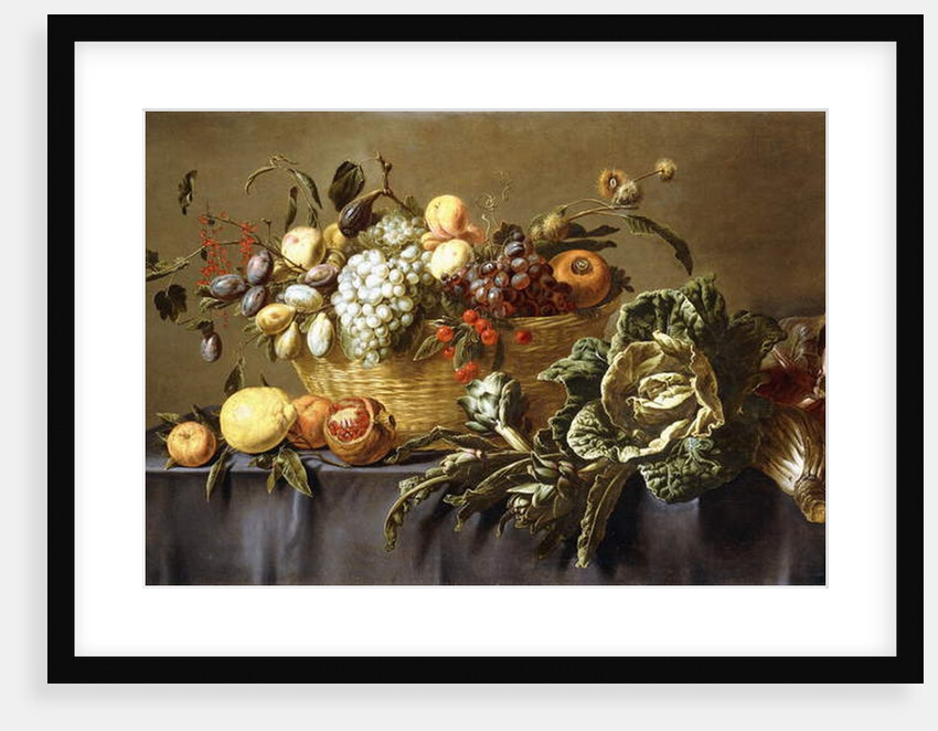 A Basket of Fruit on a Draped Table, c.1635 by Adriaen van Utrecht