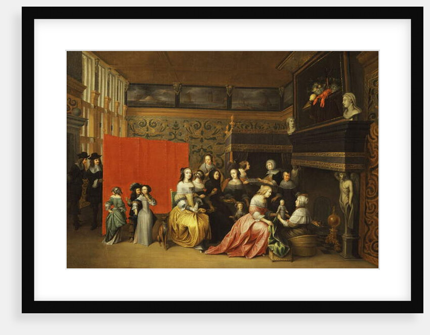 Ladies Celebrating the Birth of a Child in an Elegant Boudoir by Hieronymus Janssens