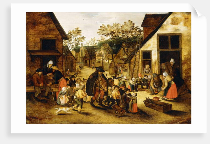 A Blind Hurdy-Gurdy Player surrounded by Children in a Village, c.1610 by Pieter the Younger Brueghel