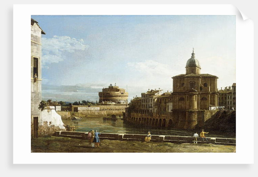 A View of Rome along the Tiber, with the Church of San Giovanni dei Fiorentini beyond by Bernardo Bellotto