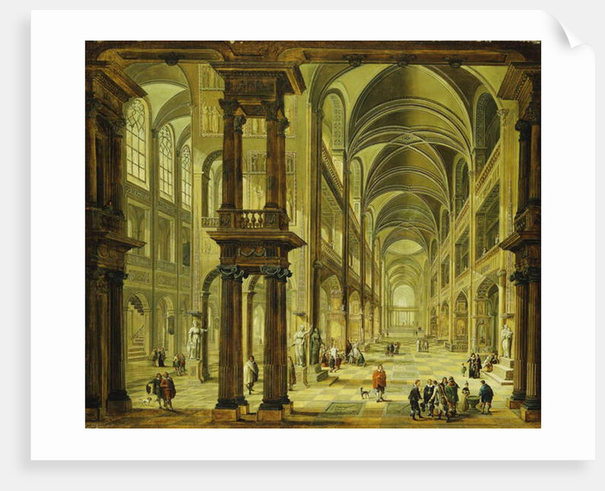 An Imaginary Church Interior with Figures by Christian Stocklin