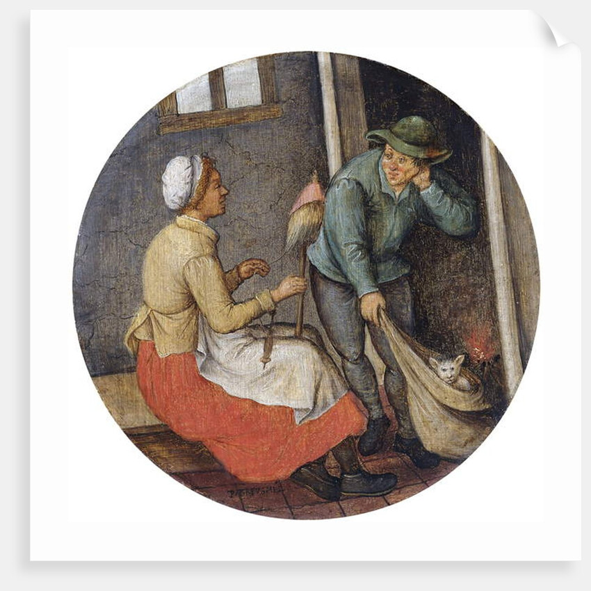 A Proverb - Letting the Cat out of the Bag, by Pieter the Younger Brueghel