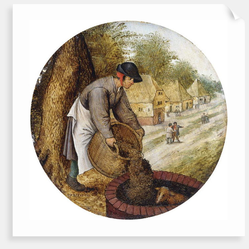 A Proverb - To Fill up the Well After the Calf has Drowned, by Pieter the Younger Brueghel