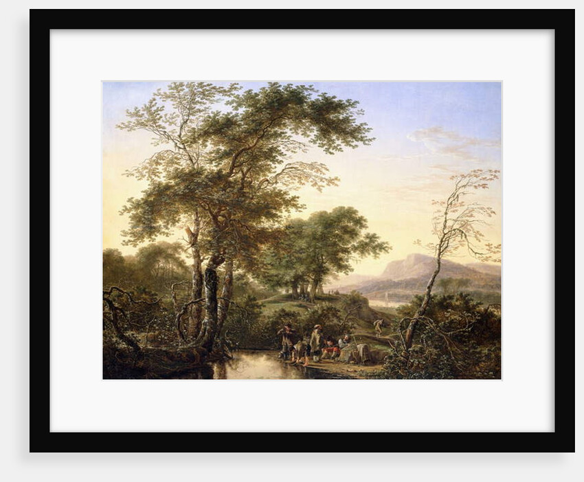 An Extensive Italianate River Landscape with Travellers by a Pool, 1646 by Herman the Younger Saftleven