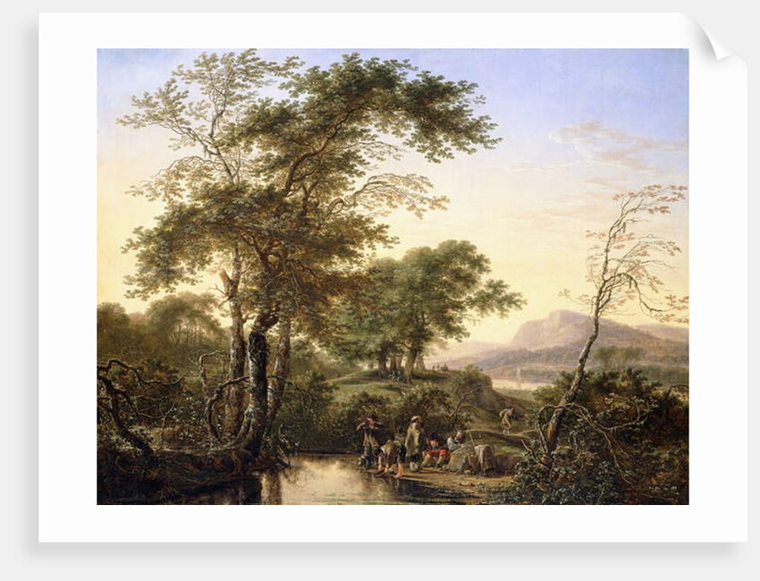 An Extensive Italianate River Landscape with Travellers by a Pool, 1646 by Herman the Younger Saftleven