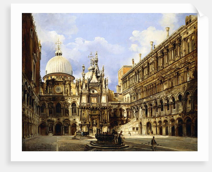 The Courtyard of the Doge's Palace, Venice, 1841 by Frederico Moja