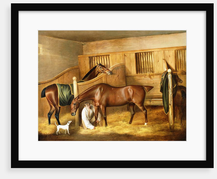 Hunters in a Stable with a Groom, 1809 by Thomas Weaver