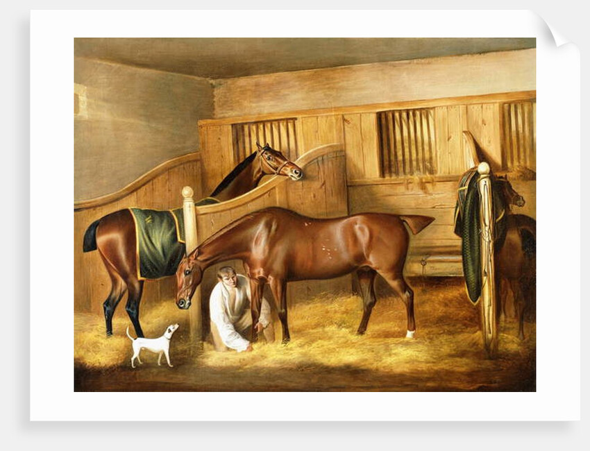Hunters in a Stable with a Groom, 1809 by Thomas Weaver