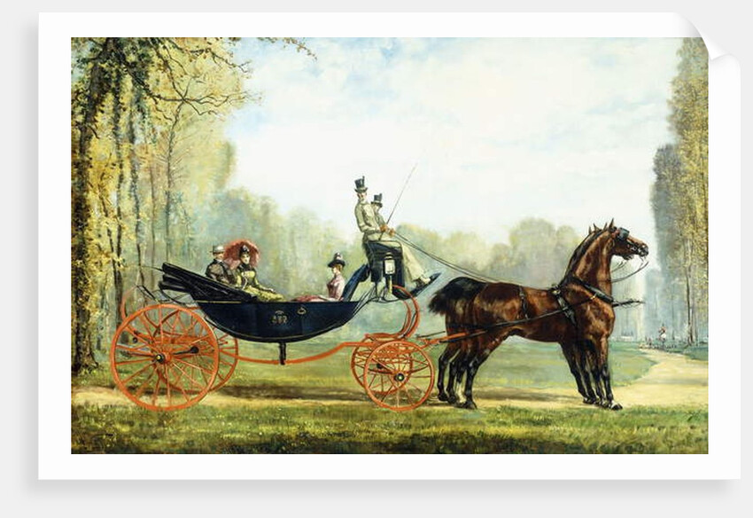A Horse-Drawn Carriage in a Park with a Hunt Beyond by S. Normand