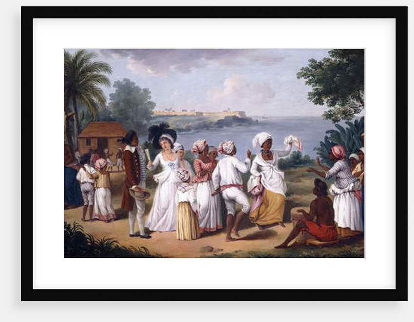 A Negro's Dance in the Island of Dominica, Fort Young beyond by Agostino Brunias