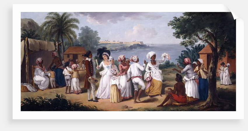 A Negro's Dance in the Island of Dominica, Fort Young beyond by Agostino Brunias