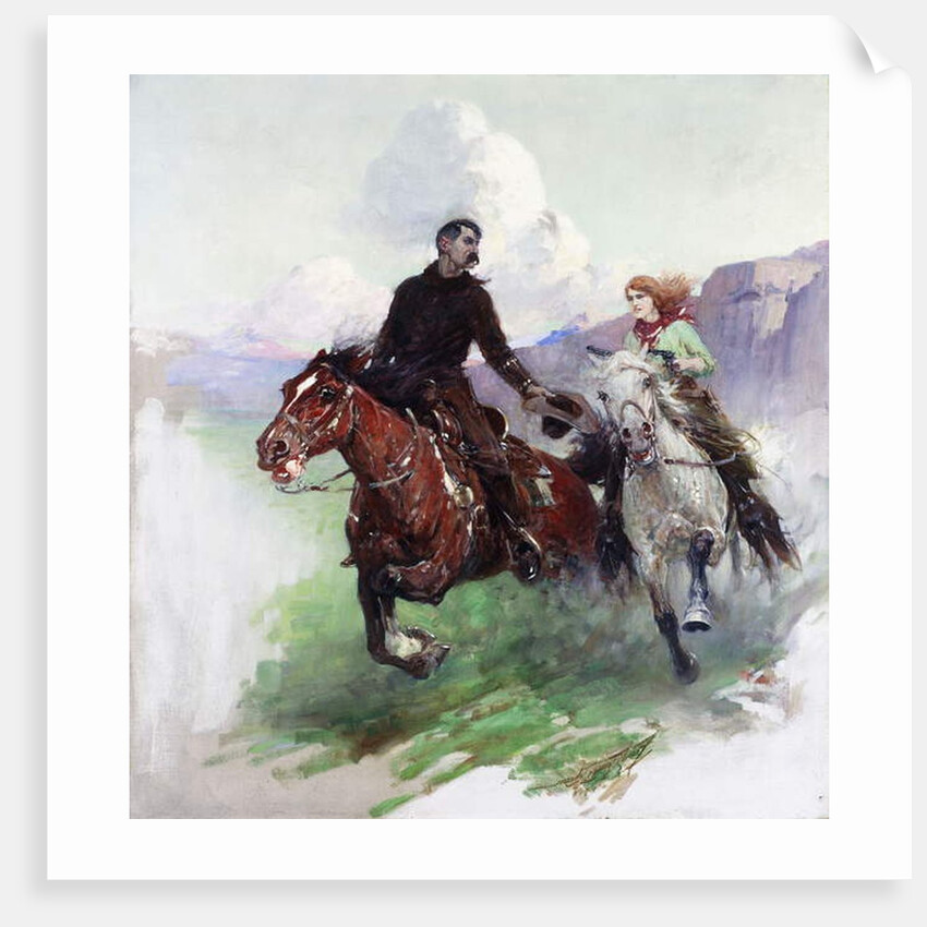 Riding Hard with Two Shooters, 1919 by Frank Tenney Johnson