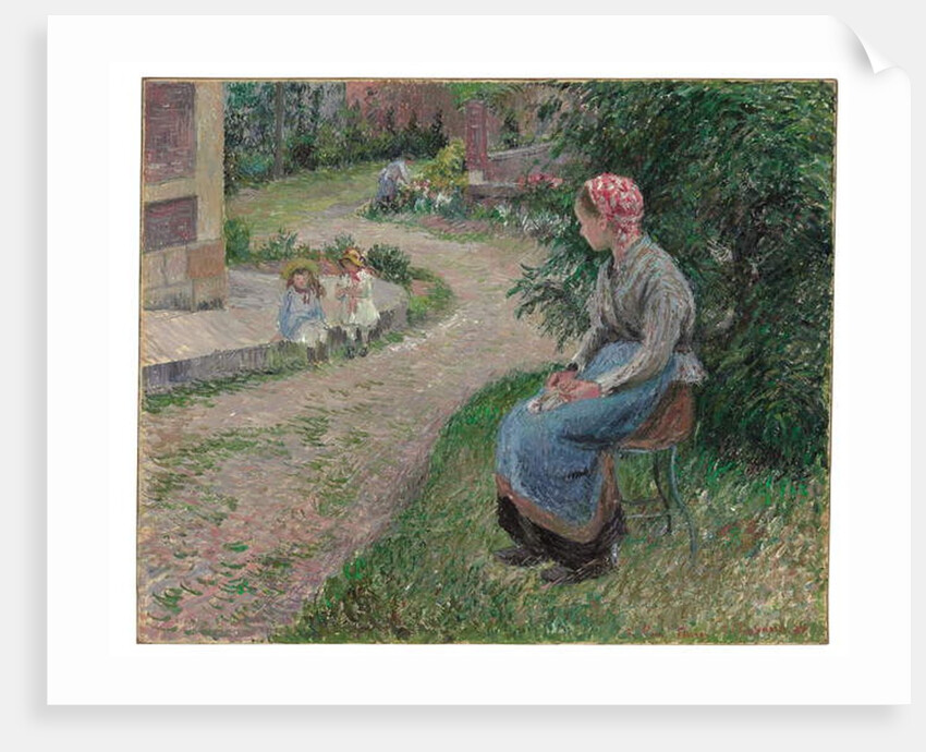 A Servant Seated in the Garden at Eragny, 1884 by Camille Pissarro