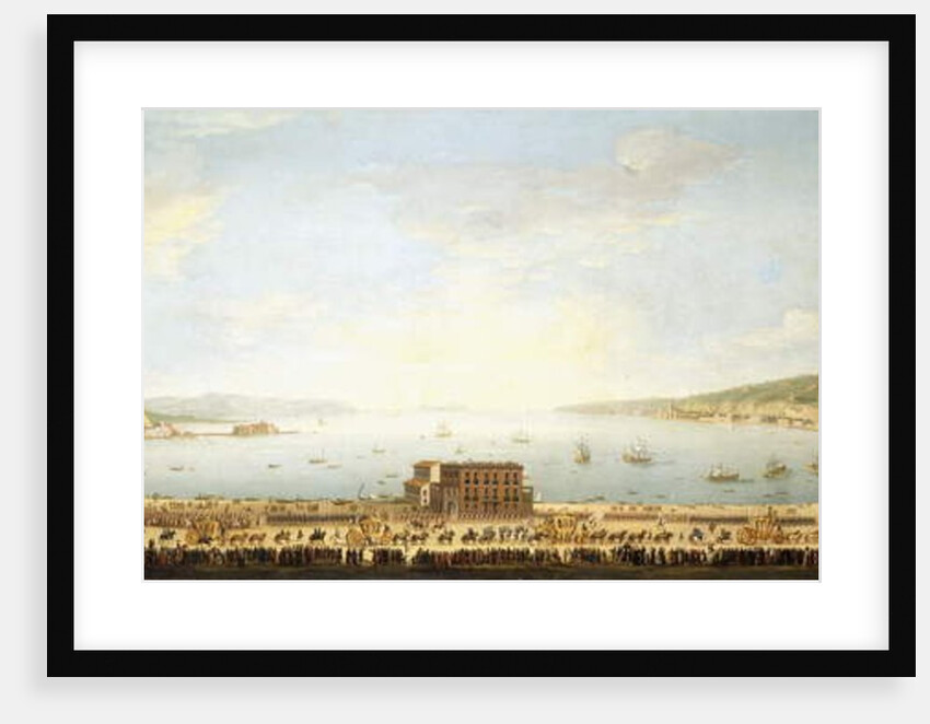 A Panoramic view of the Bay of Naples, with the Royal Procession to Piedigrotta by Antonio Joli