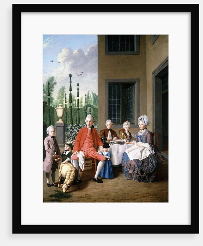 Group Portrait of the van den Bosch Family, dining by a House, a Topiary Garden Beyond, 1777 by Jan Josef the Younger Horemans