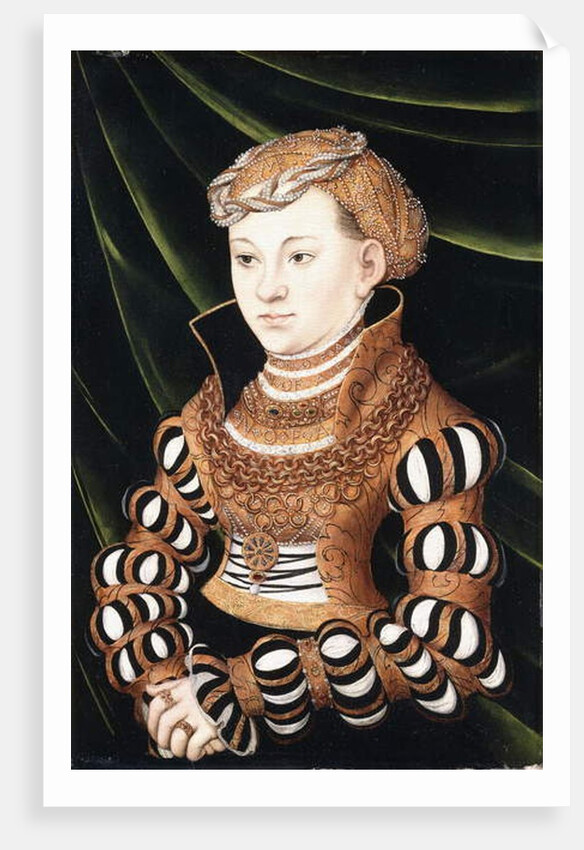Portrait of Princess Margaret von Sachsen, small three-quarter length, wearing Court Dress by Lucas the Elder Cranach