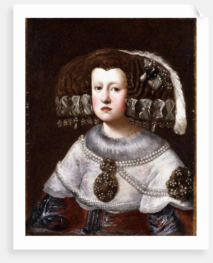Portrait of Queen Mariana of Austria, small half-length by Diego Rodriguez de Silva Velazquez