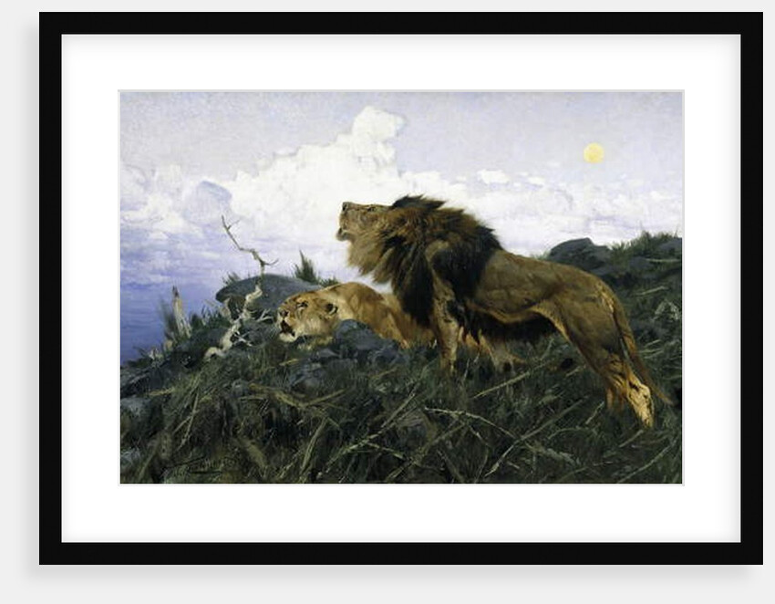 Lions at Dusk by Wilhelm Kuhnert