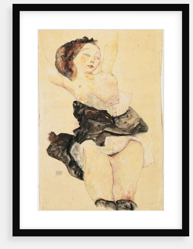 Young girl reclining, half nude, 1912 by Egon Schiele